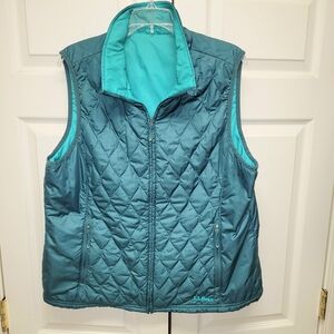 L.L. Bean Women's Reversible Quilted Vest - Emerald Green XL